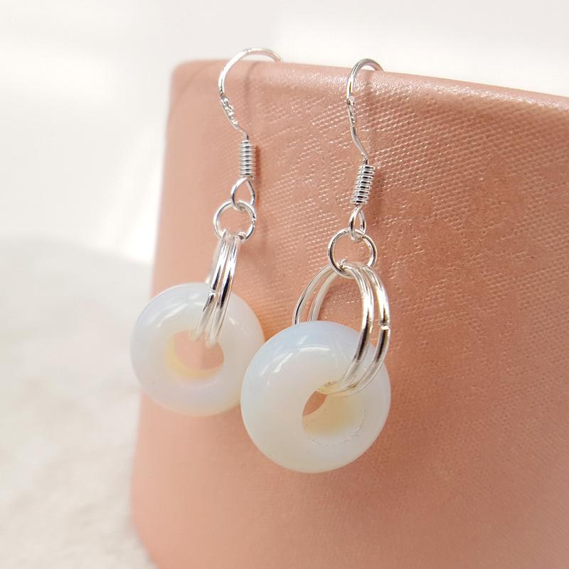Simple natural stone opal earrings, rings, earrings