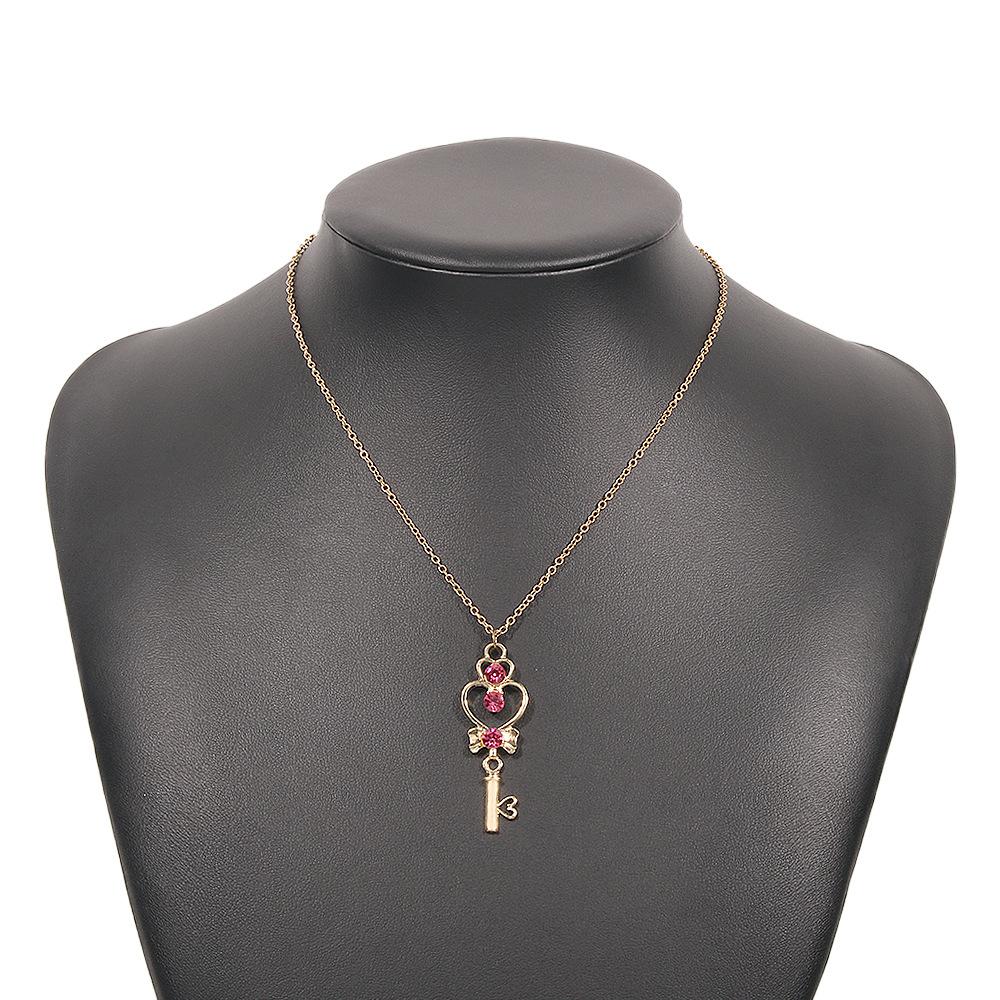 N9359 Fashion Beauty Girl Necklace Female Magic Wand Moon Glass Diamond Necklace Simple Geometric Necklace