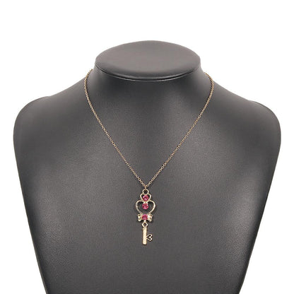 N9359 Fashion Beauty Girl Necklace Female Magic Wand Moon Glass Diamond Necklace Simple Geometric Necklace