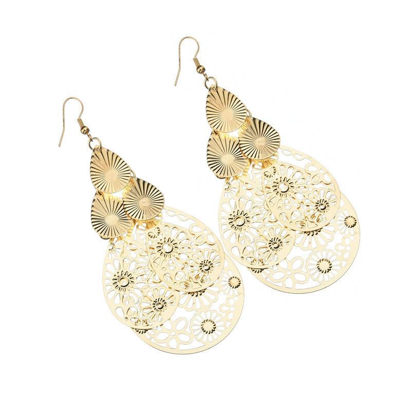 Palace Hollow Multi-layer Flower Vintage Versatile Earrings Indian Ladies Earrings