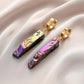 Fashion Irregular Stone Plated Stainless Steel Earrings Personality Titanium Steel Earrings Simple Ear Jewelry Women