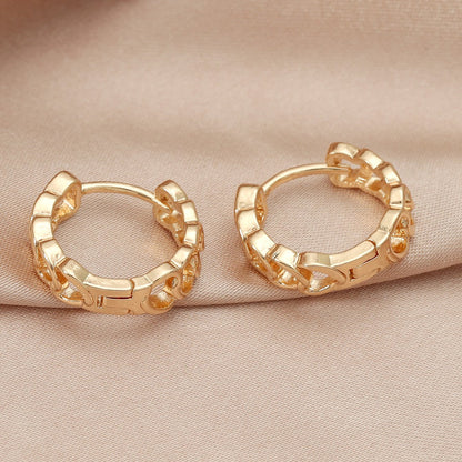 Retro Simple Geometric Earrings Metal Copper Heart Hollow Earrings Fashion Personality Trendy Earrings Earrings Women