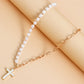 Jewelry simple stitching chain imitation mother-of-pearl cross pendant necklace female cold necklace
