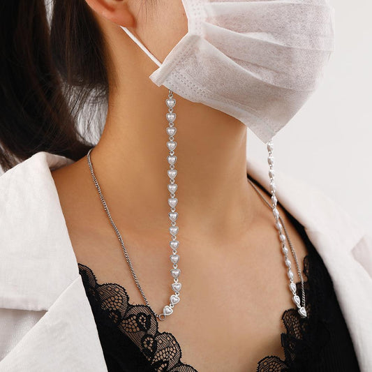Mask anti-lost hanging chain fashion retro love pearl multi-purpose sweater chain mask glasses chain