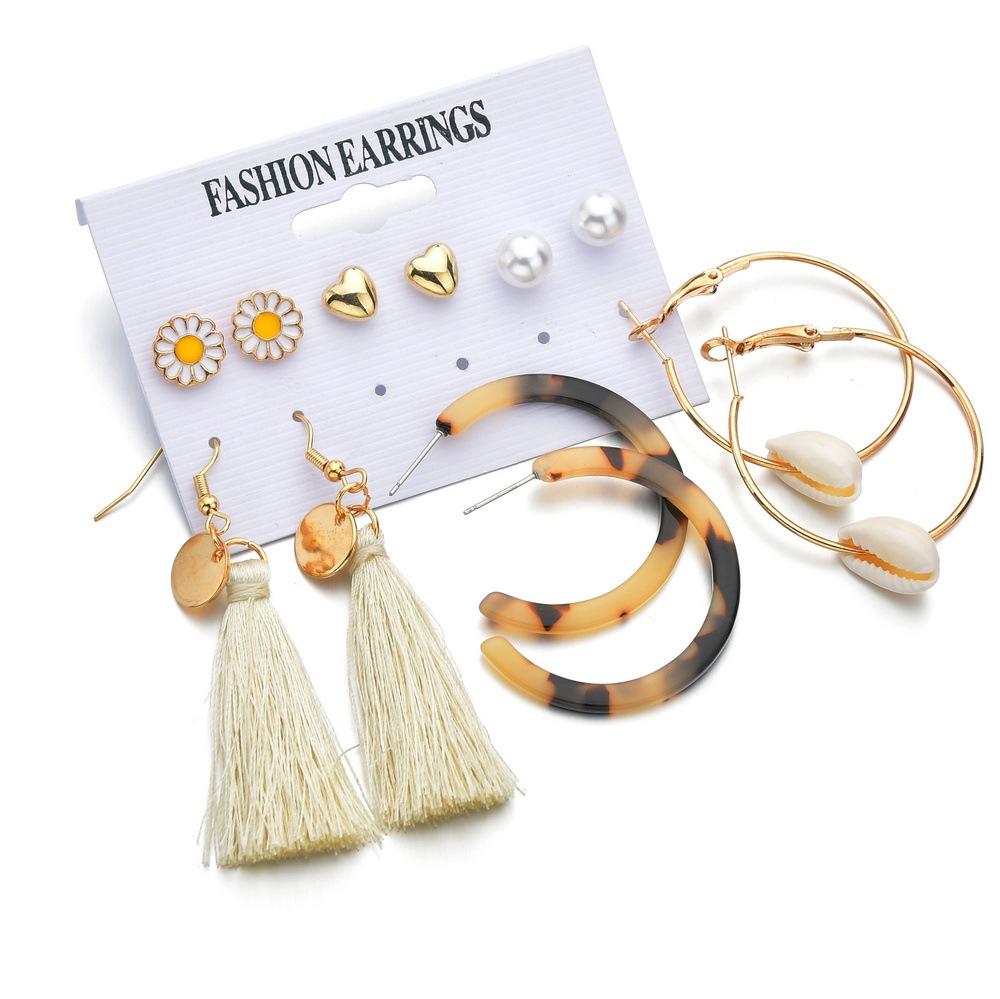 Accessories Creative Shell Stud Earrings Bohemia Tassel Earrings Set Women