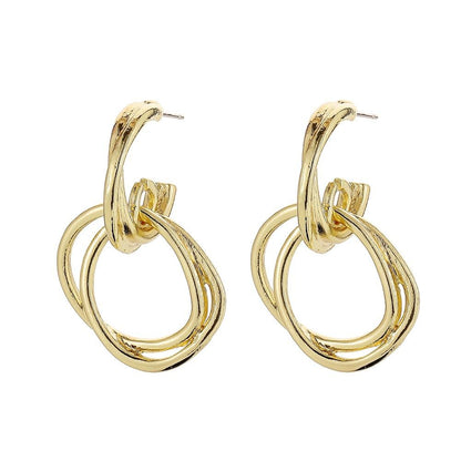 Jewelry fashion C-shaped simple earrings creative temperament double circle trendy lady earrings