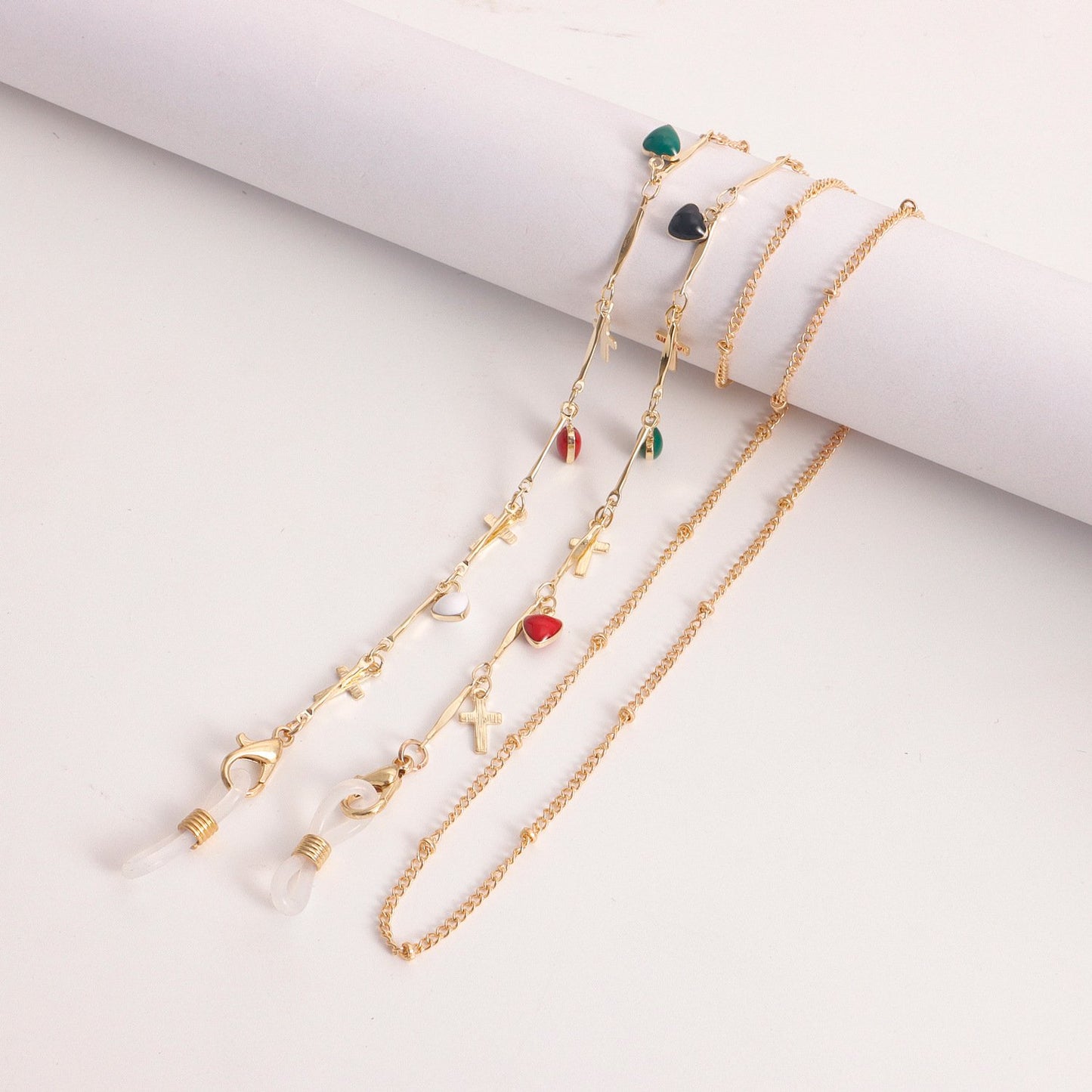 Glasses Jewelry Drip Oil Color Heart Geometric Flower Mask Accessories Glasses Chain Female