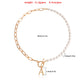 Jewelry niche simple OT buckle half imitation pearl letter A pendant necklace female ins all-match necklace