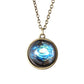Double-sided glass ball luminous couple necklace Harajuku universe fantasy starry sky gemstone pendant jewelry