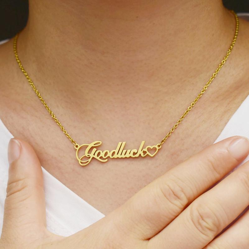 GoodLuck Necklace Vintage Alphabet Lucky Heart Clavicle Chain