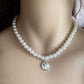 Jewelry Retro Scallop Lock Shaped Bead Necklace Temperament Simple Geometric Pearl Shell Necklace Female