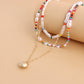 Jewelry multi-layer color rice beads LOVE letter peach heart pendant necklace female niche creative necklace