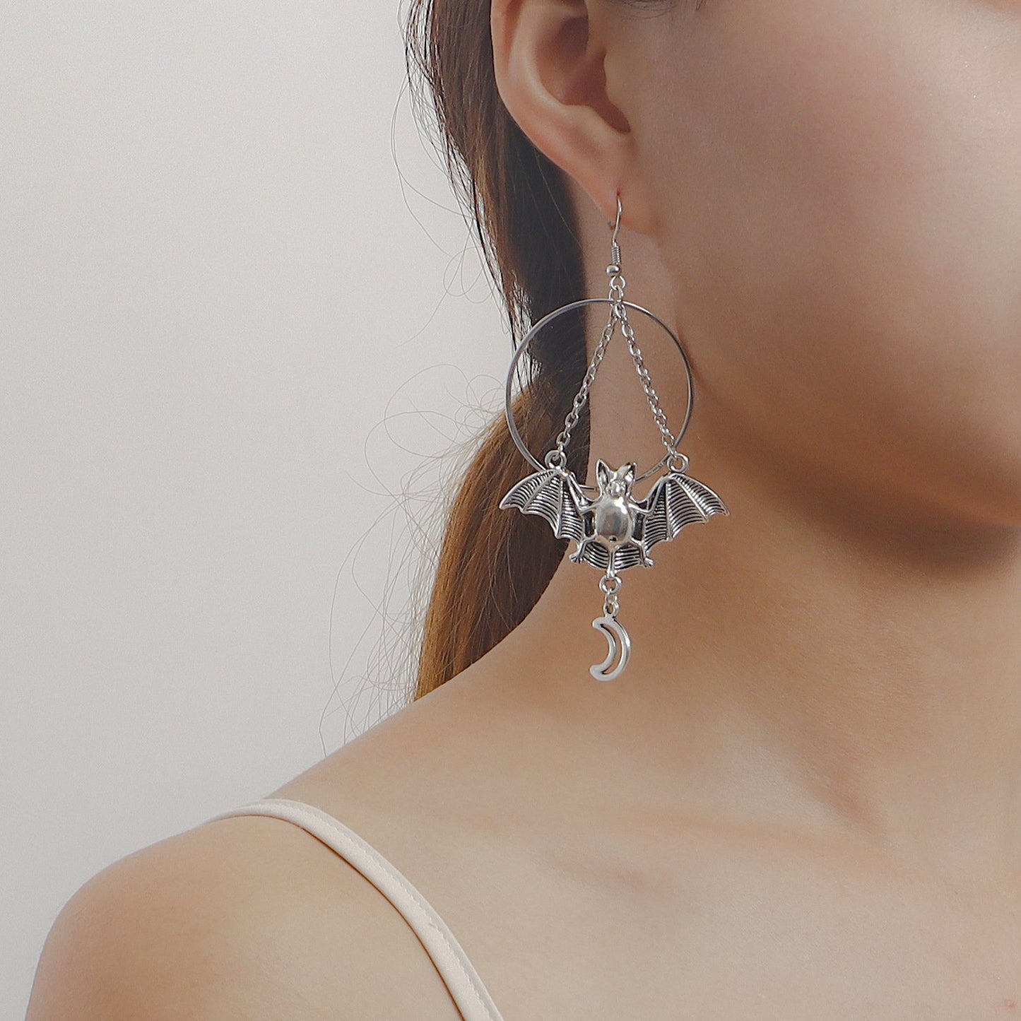 Jewelry ins geometric large ring Batman pendant earrings ear hook female earrings high-end niche