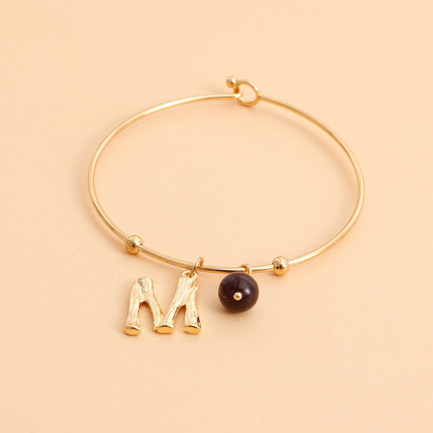 Jewelry Geometric Big Ring Letter M Pendant Bracelet Female Ins Simple Versatile Bracelet Accessories