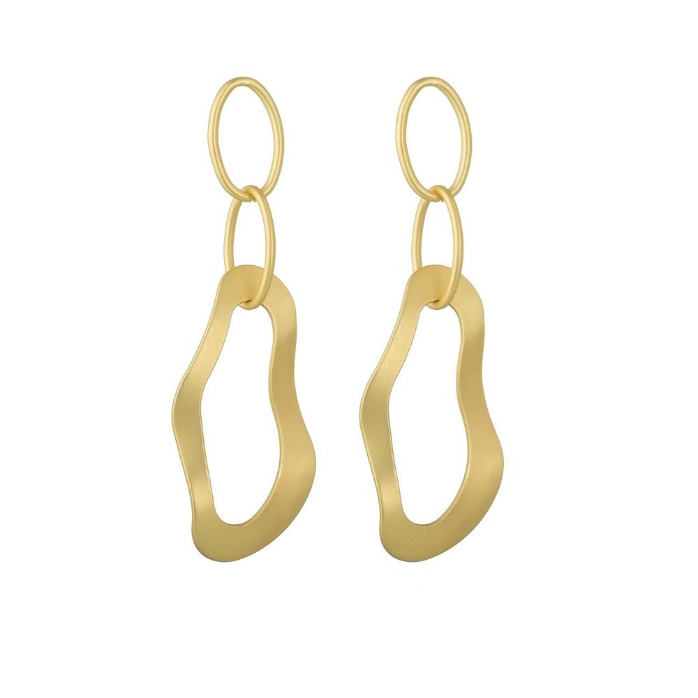 S925 silver needle fashion matte metal trendy earrings irregular geometric personality exaggerated earrings female