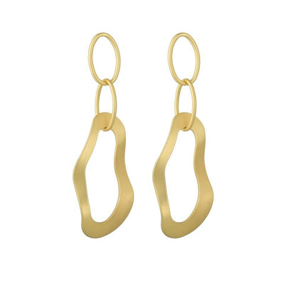 S925 silver needle fashion matte metal trendy earrings irregular geometric personality exaggerated earrings female