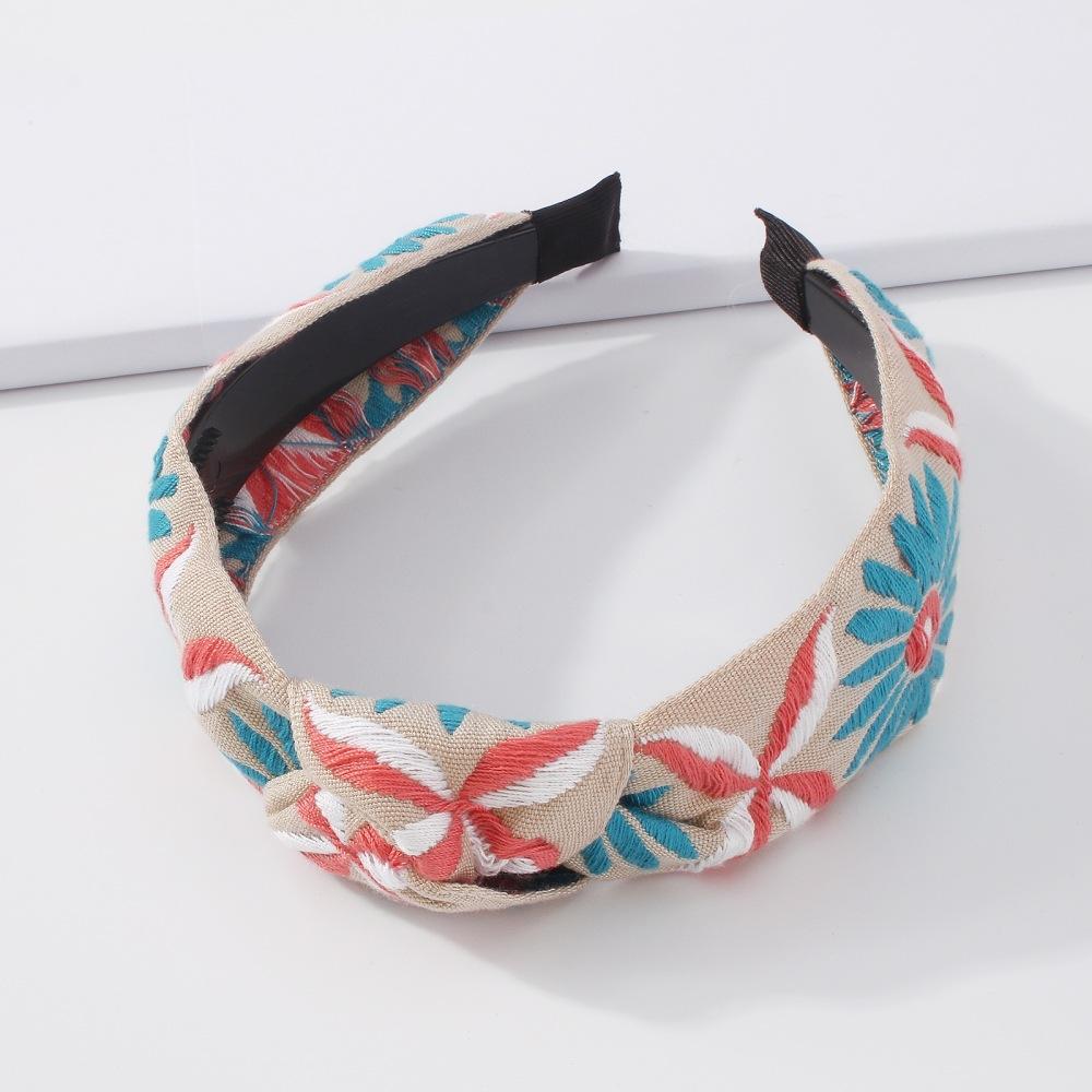 F3826 Jewelry Fabric Embroidery Sunflower Headband Small Fresh Knotted Temperament Washing Face Headband Female