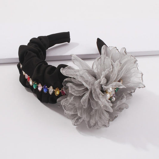 F3347 Popular court lady fabric headband imitation pearl flower ball exaggerated headband female