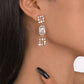 E153 heavy industry square geometric symmetrical rhinestone earrings full of diamond temperament niche design sense earrings female
