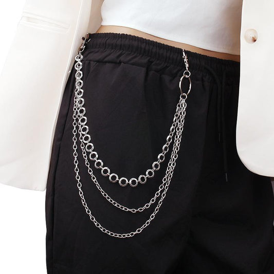 Simple retro all-match oracle bone ring trouser chain cold punk metal multi-layer trouser chain