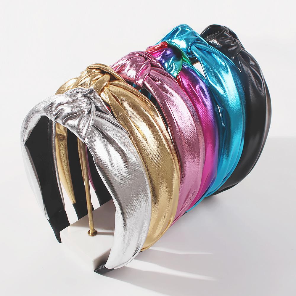 F253 Glossy Sequin Fashion Headband Explosive Style Hair Accessories Wide Knotted Sweet Headband
