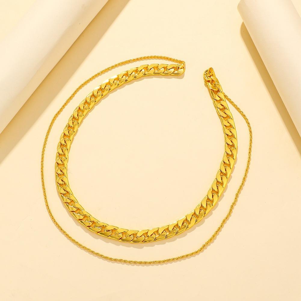 Popular fashion double-layer exaggerated metal twist chain thick personality versatile hip-hop multi-layer necklace jewelry female