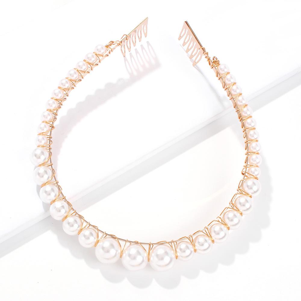 2F354 Magnesium Teague Temperament Headband Classic Versatile Personality Trend Pearl Hair Accessories