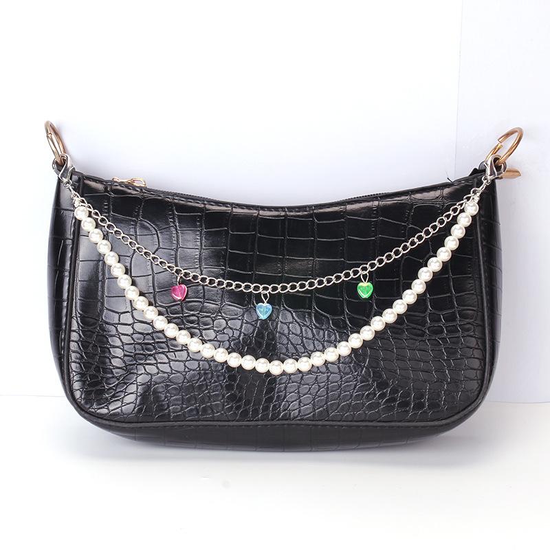 Pearl Chain Metal Chain Double Chain Accessories Shoulder Straps Chain Alphabet Dice Accessories Messenger Shoulder Bags