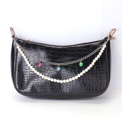 Pearl Chain Metal Chain Double Chain Accessories Shoulder Straps Chain Alphabet Dice Accessories Messenger Shoulder Bags