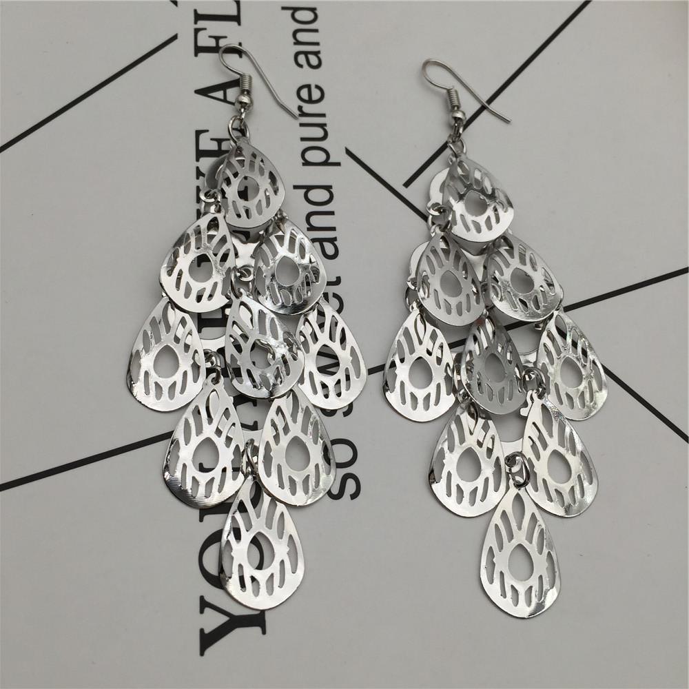 Hollow-out water drop earrings Yunnan minority earrings long earrings