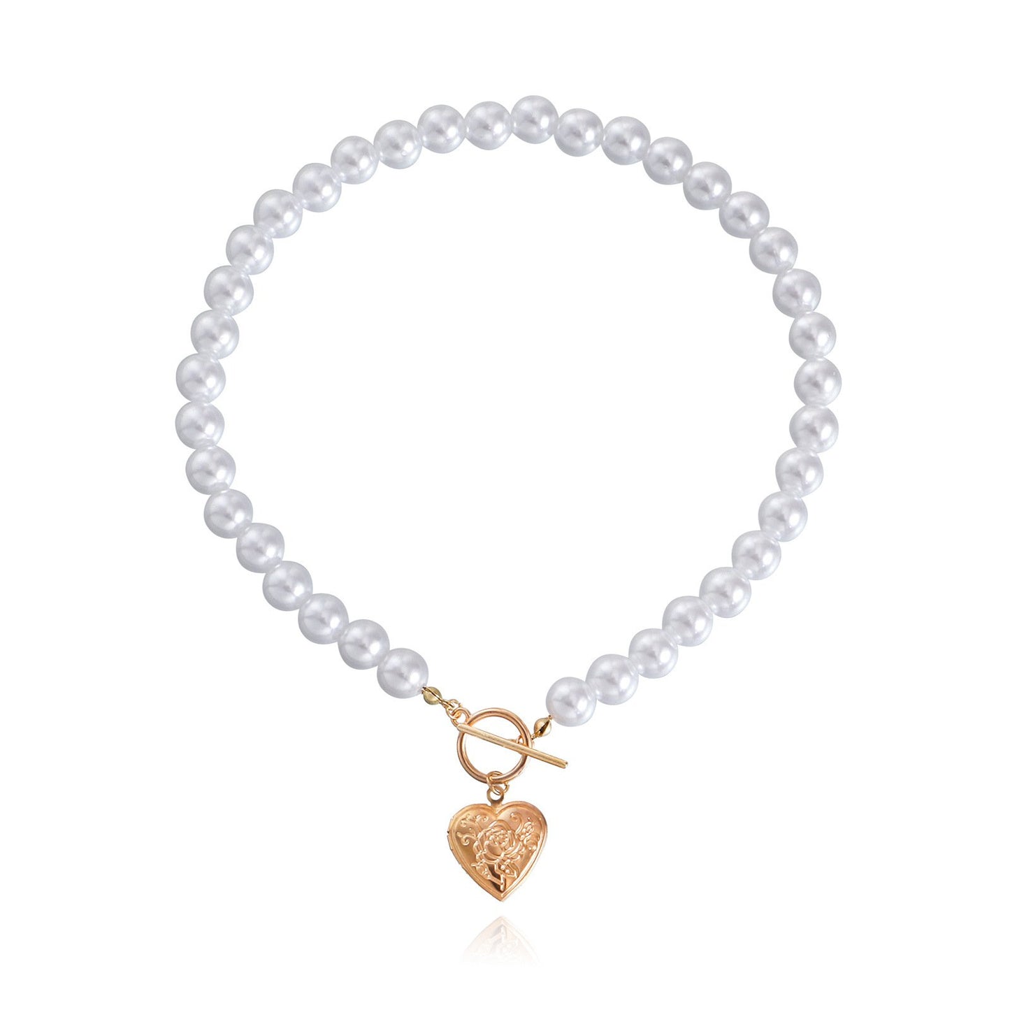 Jewelry Valentine's Day openable cover love simple OT buckle baroque pearl necklace female niche design sense