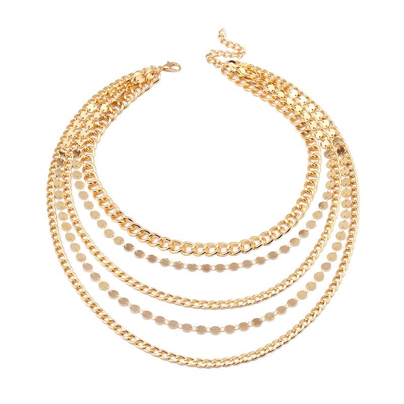 Jewelry Mix Thick and Thin Chain Geometric Retro Necklace Simple Personality Chain Multilayer Tassel Necklace
