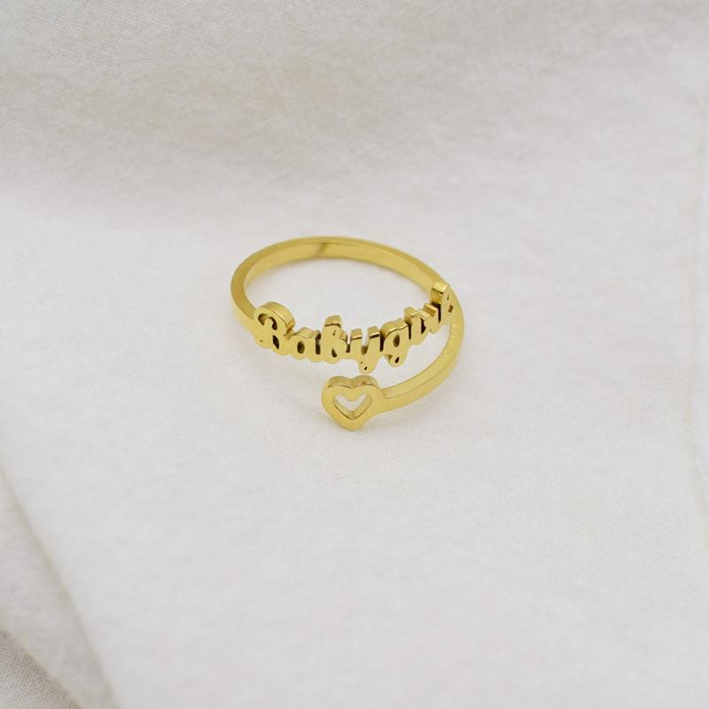 Retro letter Babygirl ring female personality simple love ring