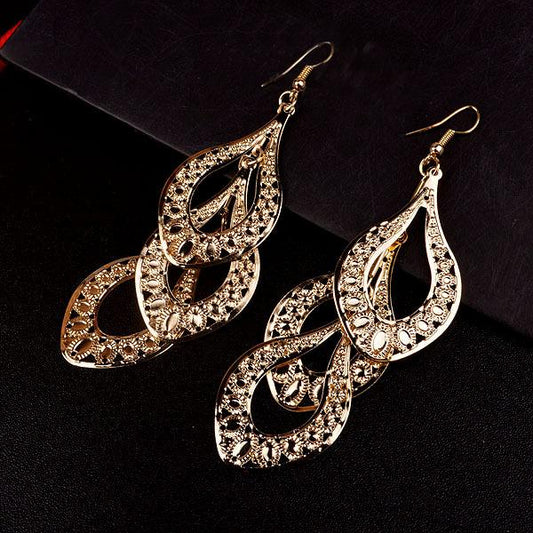 Indian Baroque multi-level women's hollow out long earrings ethnic all-match earrings