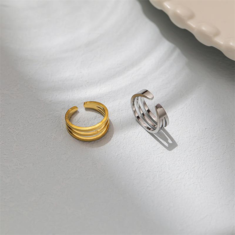 Minimalist temperament three-ring circle ear bone clip multi-layer metal non-ear pierced ear clip earrings high-end ins