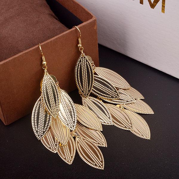 Popular Personality Speckle Texture Multi-layer Leaf Earrings Earrings Jewelry for Women