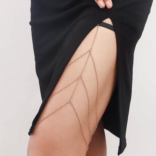 Jewelry Casual Versatile Leg Ring Body Chain Sexy Sweet Cool Elastic Band Metal Thigh Chain
