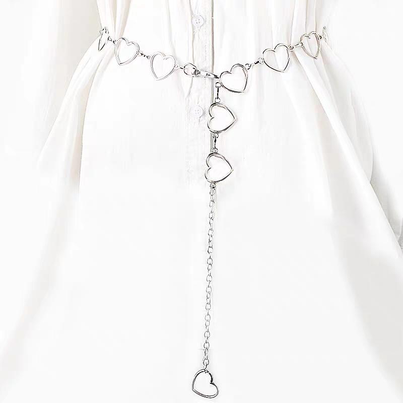 Jewelry simple hollow heart size peach heart waist decoration cold hip-hop pants chain waist chain