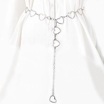 Jewelry simple hollow heart size peach heart waist decoration cold hip-hop pants chain waist chain