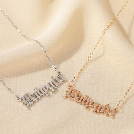 Personalized Babygirl English alphabet necklace simple lady clavicle chain accessories