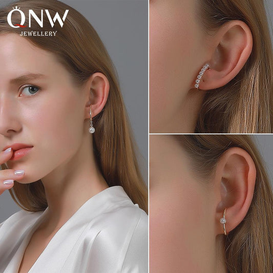 ins no pierced earrings retro Hong Kong style pearl ear clip simple all-match ear hanging personality earlobe jewelry