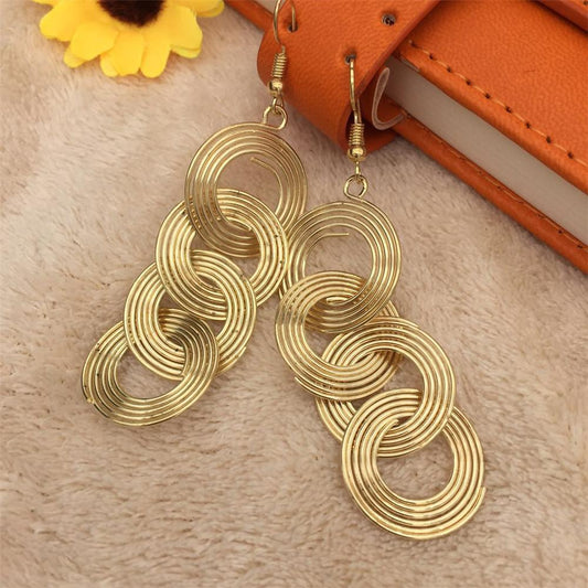 Indian Grid Jewelry Chain Ring Circle Tassel Lady Earrings Earrings