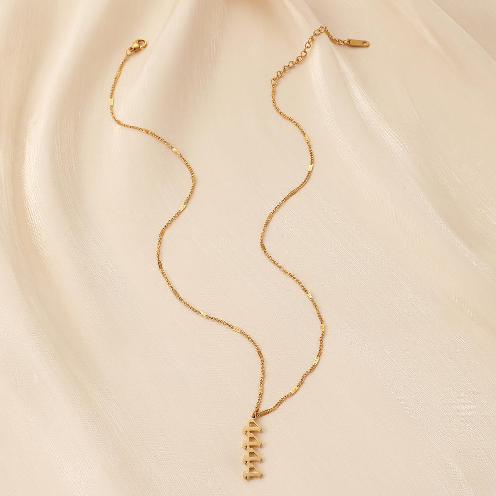Fashion stainless steel number angelnumber4444 necklace angel's mark personality simple