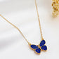 Ins full diamond butterfly necklace female retro fashion niche design blue butterfly pendant clavicle chain tide