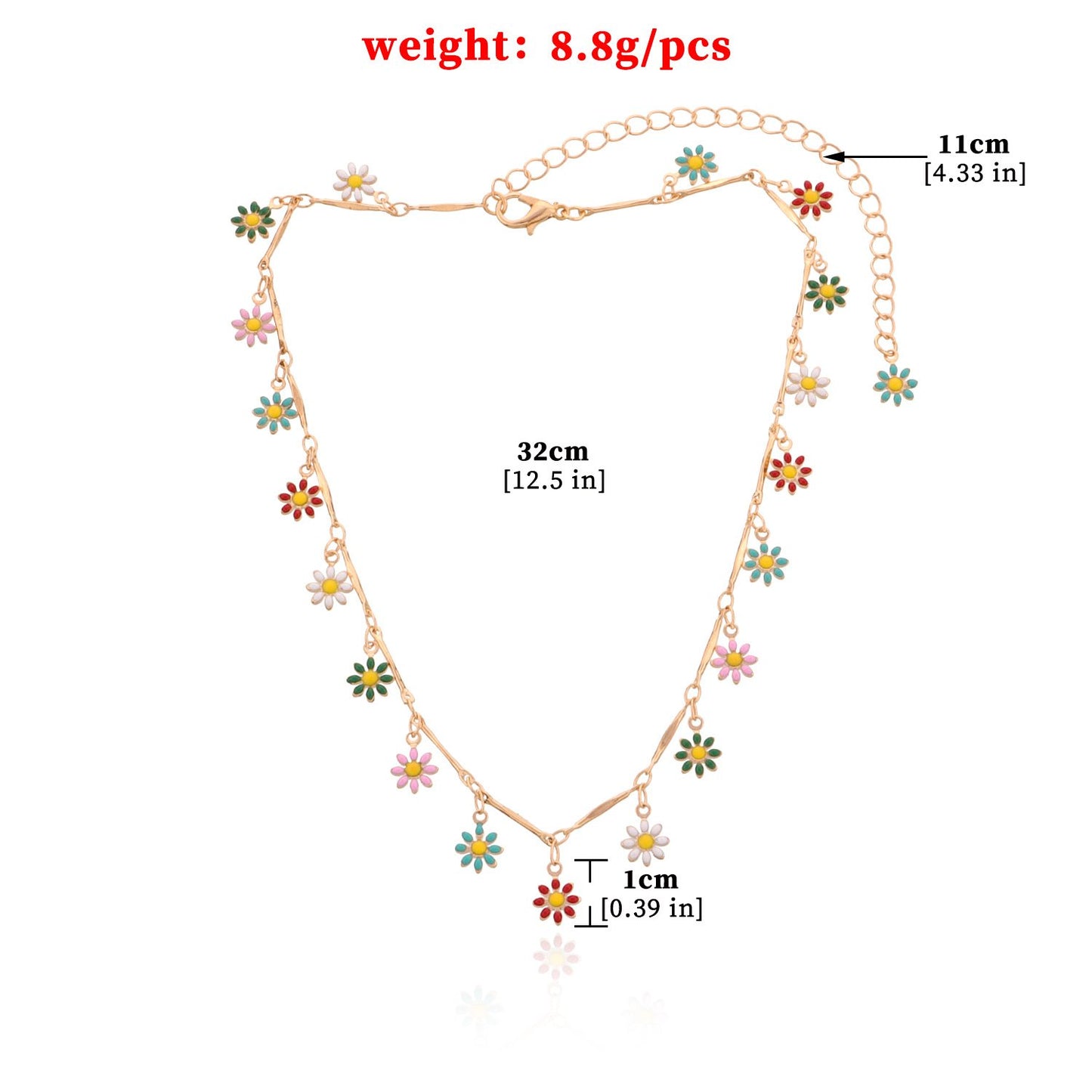 Jewelry Straight Tube Handmade Chain Flower Necklace Female Fashion Temperament Simple Painted Small Flower Necklace
