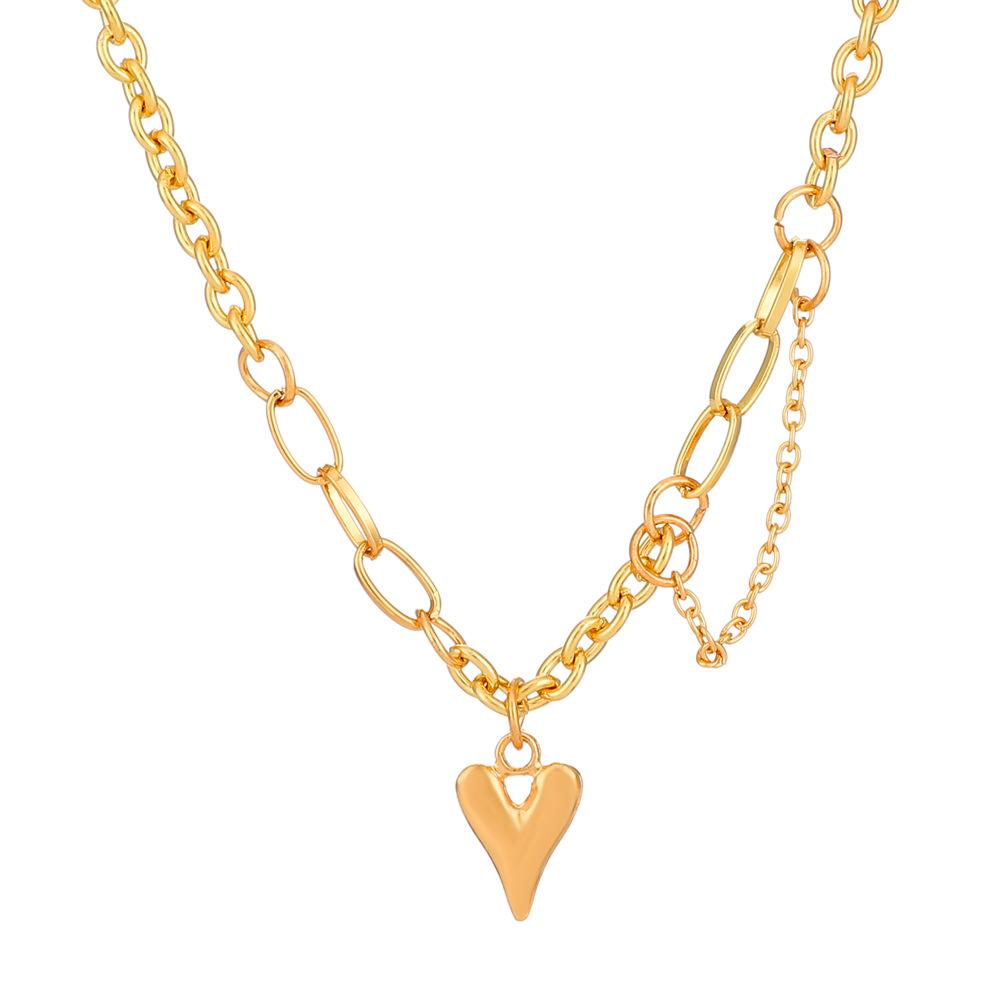 ins simple love necklace female fashion punk thick chain heart-shaped clavicle chain hip-hop sweater chain tide