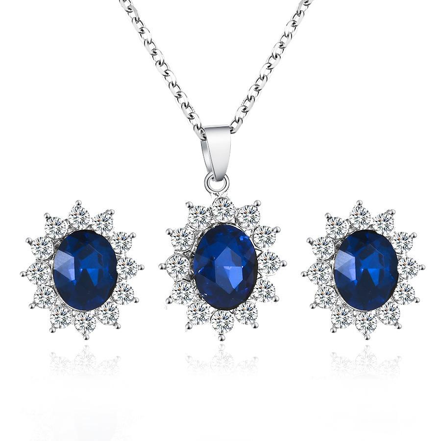 Fashion set jewelry temperament diamond zircon necklace earrings ring combination bridal banquet accessories