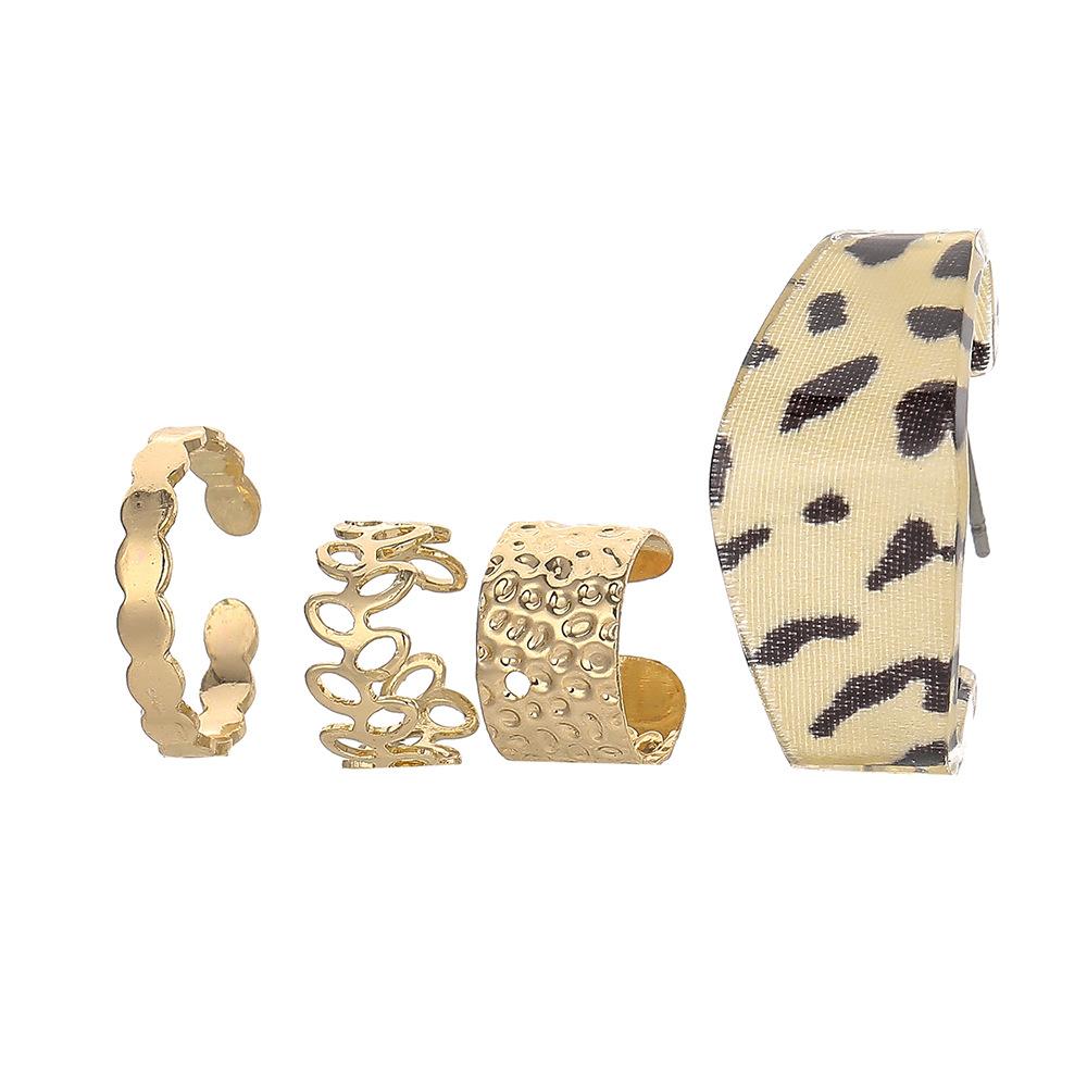 Trendy square leopard wild wild earrings jewelry leaves simple popular ear clip set one ear