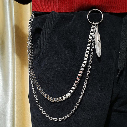 Jewelry Punk Rock Night Metallic Feather Denim Waist Chain Fashion Keychain Accessories Pants Chain