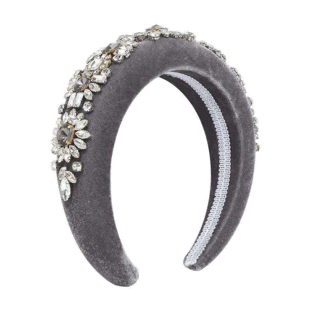 F3617 Autumn and Winter Exaggerated Series Headband Thick Sponge Geometric Full Diamond Palace Hair Ornament Gold Velvet Flower Headband Female